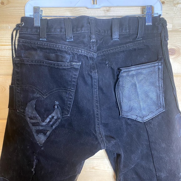 Men's Leather Custom Made Upcycled Rocker Band Outfit - Picture 6 of 15